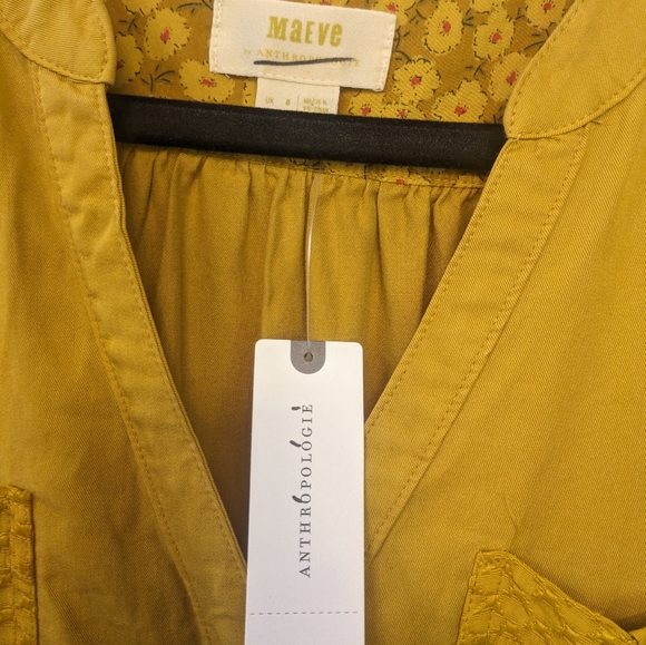 Maeve Anthropologie Marlie Yellow Button Dress. NWT. Size US 4 - Picture 4 of 6